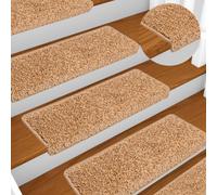 vidaXL Stair Mats 10 pcs 65x21x4 cm Beige Rectangular Edge