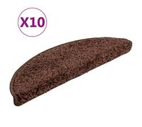 vidaXL Stair Mats 10 pcs 56x17x3 cm Brown Half Round