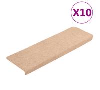 vidaXL Stair Mats 10 pcs Cream 65x21x4 cm Stair Tread Step Tread Needle Punch
