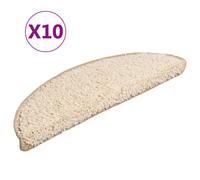 vidaXL Stair Mats 10 pcs Cream Home Decor Stair Step Rug Carpet Protector