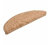 vidaXL Beige Carpet Stair Treads, 15 pcs - Non-Slip, Washable, Foldable, - 56x17x3 cm - Made from 100% PP tufted Material.