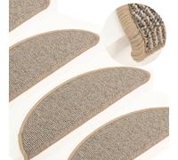 vidaXL Stair Mats 15 pcs 56x17x3 cm Brown Half Round