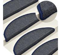 vidaXL 15x Carpet Stair Treads Dark Grey and Blue Stair Step Rug Protection