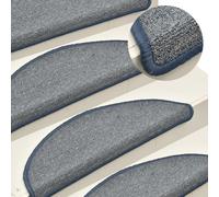 vidaXL 15x Carpet Stair Treads Light Grey and Blue Stair Step Rug Protection