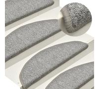 vidaXL 15pcs Light Grey Carpet Stair Treads - 100% PP Tufted Material - Easy to Attach and Remove - Safety Measures for Staircase - Non-Slip & Sound Damping