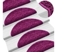 vidaXL Carpet Stair Treads 15 pcs Violet Stair Mat Protector Runner Rug Carpet
