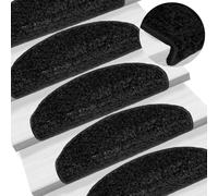 vidaXL Carpet Stair Treads 15 pcs Black Stair Mat Protector Runner Rug Carpet