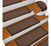 vidaXL Stair Mats 15 pcs 65x21x4 cm Brown Rectangular Edge