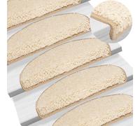 vidaXL Stair Mats 15 pcs 65x21x4 cm Cream Half Round Large