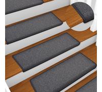 vidaXL Stair Mats 15 pcs 65x21x4 cm Dark Grey Rectangular Edge