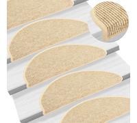 Stair Mats Self-Adhesive Beige 65x21x4 cm Fabric Sisal-Look Non-Slip 15 pcs pack