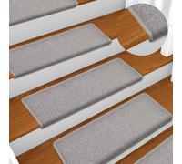 vidaXL Stair Mats 15 pcs 65x21x4 cm Light Grey Rectangular Edge