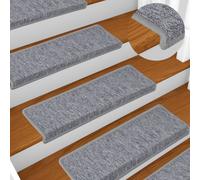 vidaXL Stair Mats 15 pcs 65x21x4 cm Light Grey Rectangular Edge