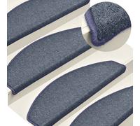 vidaXL 15x Carpet Stair Treads Dark Grey and Blue Stair Step Protection Rug