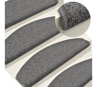 vidaXL Stair Mats 15 pcs 65x24x4 cm Dark Grey Half Round Large