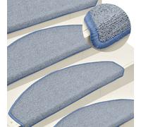 vidaXL 15x Carpet Stair Treads Light Grey and Blue Stair Step Protection Rug
