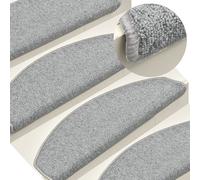 vidaXL Stair Mats 15 pcs 65x24x4 cm Light Grey Half Round Large
