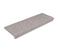vidaXL Stair Mats 15 pcs in Sisal-Look Fabric, Self-Adhesive, Noise Dampening, Non-Slip, Washable, Durable, Protective, Silver Colour, Size:65x21x4 cm