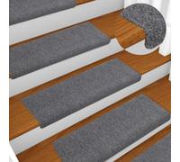 Vidaxl Stair Mats 15 Pcs Needle Punch 65X21X4 Cm Light Grey Carpet Stair Treads