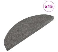 vidaXL Stair Mats, 15 Pieces, Grey, Needle Felt Carpet Stair Treads, Self-Adhesi