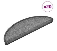 vidaXL Stair Mats 20 pcs 56x17x3 cm Dark Grey Half Round