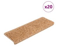 vidaXL Stair Mats 20 pcs 65x21x4 cm Beige Rectangular Edge