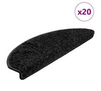 vidaXL Stair Mats 20 pcs 65x21x4 cm Black Half Round Large
