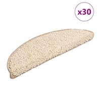 vidaXL Stair Mats 30 pcs 56x17x3 cm Cream Half Round