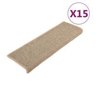 vidaXL Stair Mats Carpet Rug Stair Protector Self-adhesive 15 pcs Dark Beige