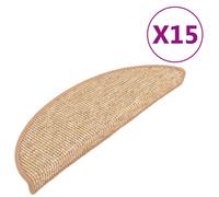 vidaXL Stair Mats Carpet Rug Stair Protector Self-adhesive 15 pcs Light Brown