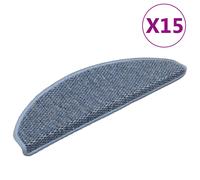 vidaXL Stair Mats Carpet Stair Tread Rug Self-adhesive Sisal-Look 15 pcs Blue