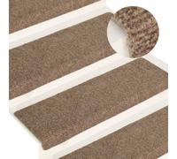 vidaXL Stair Mats Carpet Stair Tread Stair Step Rug 15 pcs Needle Punch Cream
