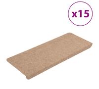 vidaXL Stair Mats Carpet Stair Tread Stair Step Rug Self-adhesive 15 pcs Beige