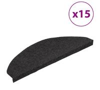 vidaXL Stair Mats Carpet Stair Tread Stair Step Rug Self-adhesive 15 pcs Black