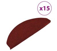 vidaXL Red Stair Mats - Set of 15, Self-Adhesive, 65x22.5 cm, Noise Dampening, Easy Installation, Durable Needle Felt Fabric, Ideal for Stairway Protection and Decor Enhancement