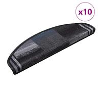 vidaXL Stair Mats Self-adhesive 10 pcs 65x21x4 cm Black and Grey