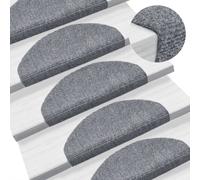 vidaXL Stair Mats Self-adhesive 10 pcs 65x21x4 cm Light Grey Half Round Large