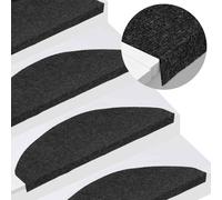vidaXL Self-adhesive Stair Mats in Black - 10 pcs Set - Strong Needle Felt Fabric - Noise Dampening - Washable and Foldable - Easy Installation