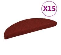vidaXL 15x Self-adhesive Stair Mats Needle Punch 56x17x3cm Red Tread Rugs
