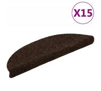vidaXL Stair Mats Self-adhesive 15 pcs 56x17x3 cm Brown Half Round