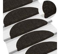 vidaXL Stair Mats Self-adhesive 15 pcs 56x17x3 cm Dark Brown Half Round
