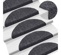 vidaXL Stair Mats Self-adhesive 15 pcs 56x17x3 cm Dark Grey Half Round