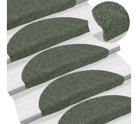 Vidaxl Stair Mats Self-Adhesive 15 Pcs 56X17X3 Cm Green Half Round
