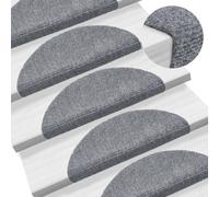 Vidaxl Stair Mats Self-Adhesive 15 Pcs 56X17X3 Cm Light Grey Half Round