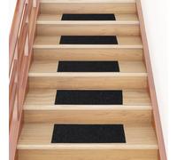 vidaXL 15x Self-adhesive Stair Mats Rectangular Black Home Stair Protector
