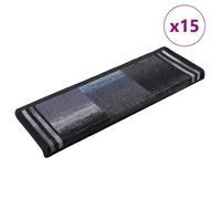 vidaXL Stair Mats Self-adhesive 15 pcs 65x21x4 cm Black and Grey