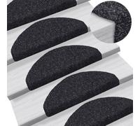 Vidaxl Stair Mats Self-Adhesive 15 Pcs 65X21X4 Cm Black Half Round Large
