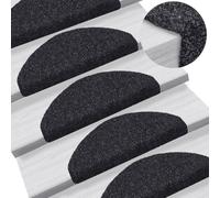 vidaXL Stair Mats Self-adhesive 15 pcs 65x21x4 cm Black Half Round Large
