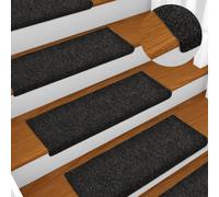 vidaXL Stair Mats Self-adhesive 15 pcs 65x21x4 cm Black Rectangular Edge