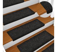 Vidaxl Stair Mats Self-Adhesive 15 Pcs 65X21X4 Cm Black Rectangular Edge